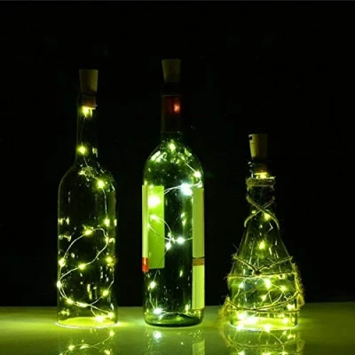 Image of KALUO 3M 30 LED Green Color Bottle Lights (6 Pack),Copper Wire Cork Rope Battery Operated for Wine Bottle,Starry String Light Parties, Wedding, Christmas Decoration
