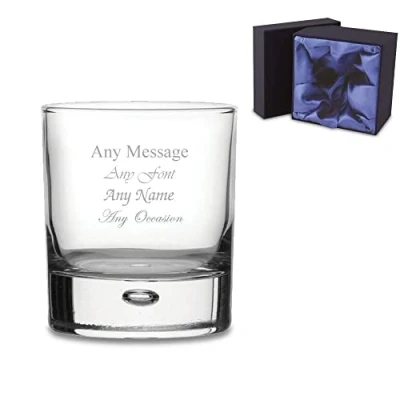 Image of Personalised Engraved Bubble Whisky Tumbler with Premium Satin Lined Gift Box, Personalise Any Message