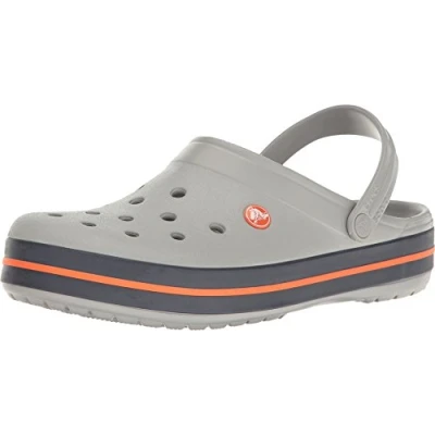 Image of Crocs Crocband&#039;, Unisex Clog Clog, Light Grey/Navy, M4 W5 UK (37/38 EU)