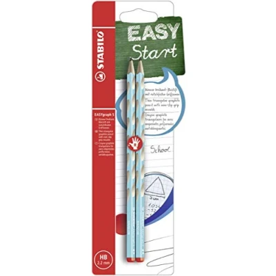 Image of STABILO Thin Ergonomic Graphite Pencil EASYgraph S Right Handed Pack of 2 Blue HB