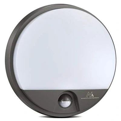 Image of Maclean MCE291 GR Wall LED Lamp with Infrared Motion Sensor Indoor/Outdoor Lighting 1100lm 15W IP54 4000K Waterproof Gray