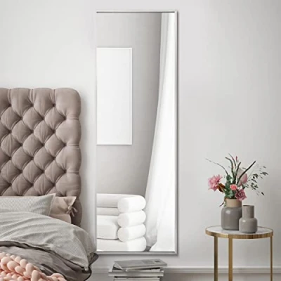 Image of MirrorOutlet The Artus Silver Modern Aluminium Edged Wall Leaner Mirror 47&quot; X 16&quot; (120CM 40CM) Glass.…