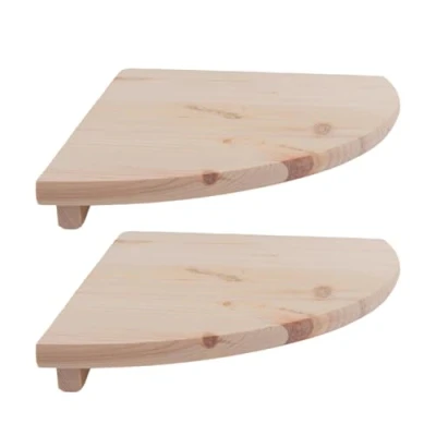 Image of WooDeeDoo Medium Wooden Corner Shelves 30 cm / 11.8&quot; 2 Pack Unfinished Natural Pine Floating Wall Mounted Display Storage Shelf