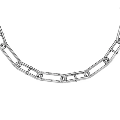 Image of Fossil Necklace for Women Heritage D Link Stainless Steel Chain Necklace, Length: 375mm+60mm, JF04503040