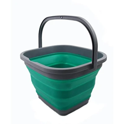 Image of SAMMART 11L Collapsible Rectangular Handy Basket/Bucket (Dark Grey/Bluish Green)