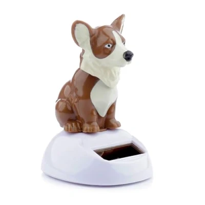 Image of Puckator Corgi Solar Pal Home Office Table Desk Dashboard Car Decor Decoration Gift Ideas Gifts For Teenage Old Boy Girl Dad Mums Powered KIds Toys Toy Figure Figures