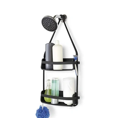 Image of Umbra Flex Shower Caddy with Patented Gel Lock Technology Suction Cup, Black