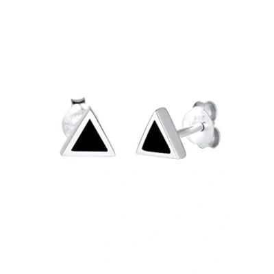 Image of Elli Women&#039;s Triangle Stud Earrings Black 925 Silver Enamel 0305821115