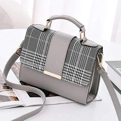 Image of Wiliharui Summer Fashion Women Bag Leather Handbags PU Shoulder Bags Small Flap Crossbody for Messenger Bags,Grey,20x15x6cm