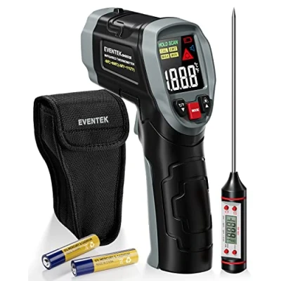 Image of Eventek Infrared Thermometer Gun, [3 in 1] 58℉～1112℉( 50℃～600℃) Non Contact Digital Laser Temperature for Cooking/Pizza Oven/Grill/Engine with Adjustable Emissivity, Meat &amp; Bag Included