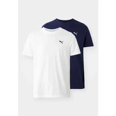 Image of Puma ESS LOGO TEE 2 PACK Basic Tshirt, Men&#039;s, Size: XS, White/navy