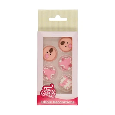 Image of FunCakes Sugar Decorations Baby Girl: Ready to Use for Cake Decoration, Perfect Babyshower Cupcakes, Muffins and more, Glutenfree certified, Set/12,Mix,13.1