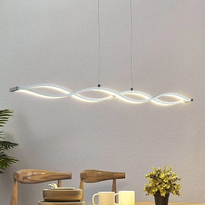 Image of Lucande Roan LED linear pendant light, wave shaped
