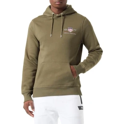Image of GANT Men&#039;s Reg Medium Archive Shield Hoodie Hooded Sweatshirt , Juniper Green,S