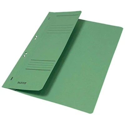 Image of Esselte Leitz Hole Punched Folders 1/2 Front Cover A4Manila Cardboard Green