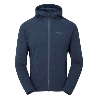 Image of Rab Men&#039;s Nexus Hoody Full Zip Lightweight Fleece Jacket for Trekking &amp; Climbing Deep Ink X Large
