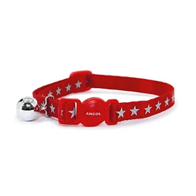 Image of Ancol Reflective Cat Collar Red Stars