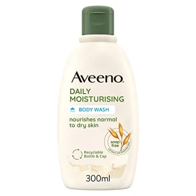 Image of Aveeno Daily Moisturising Body Wash, With Soothing Oat, Suitable For Sensitive Skin, Gently Cleanses and Nourishes, Soap Free, Lightly Scented, 300ml