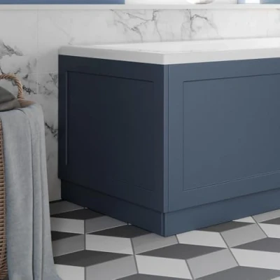 Image of Affine® Traditional 750 End Panel MDF Bath 18mm, Wooden Panels for Bathroom Baths Soaking Tubs, Adjustable Plinth, Easy to Cut, Matt Blue