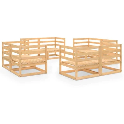 Image of vidaXL 8 Piece Garden Lounge Set Solid Wood Pine
