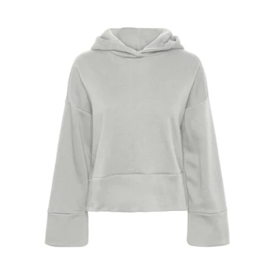 Image of PIECES Women&#039;s Pcmakenna Ls Hoodie Sweatshirt, Light Grey Mix, XS