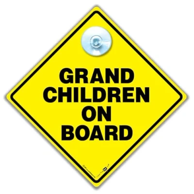 Image of Grandchildren on Board Sign, Baby Car Grandchild Deter Tailgaters With This Sign 14cm x