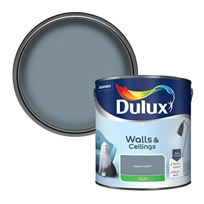 Image of Dulux Walls &amp; Ceilings Silk Emulsion Paint, Denim Drift, 2.5 Litres