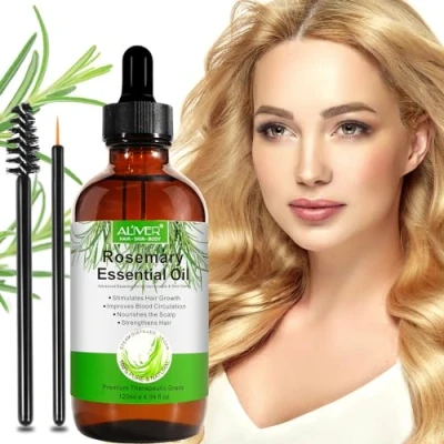 Image of Rosemary Oil for Hair Growth, 120ml Natural Organic Essentia Oil, Pure Essential Skin &amp; Care, Eyelashs, Eyebrows, Face, Body Massage Loss Treatment