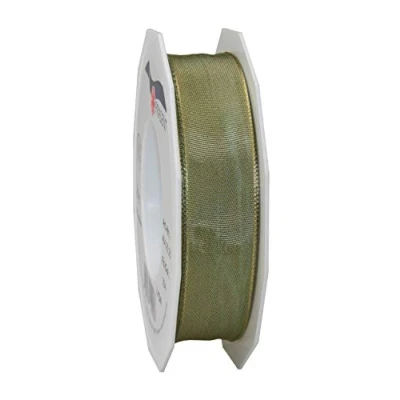 Image of Präsent Lyon Wired Taffeta Ribbon Ancient Green 25 mm Width, m Length