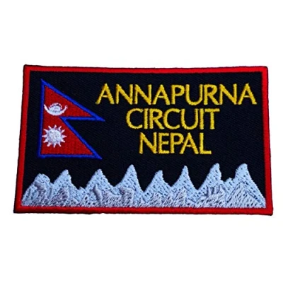 Image of Annapurna Circuit Nepal Patch (3.5 Inch) Embroidered Iron/Sew on Badge Asia Mountain Trek Applique Souvenir