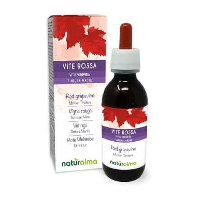 Image of Red Grapevine (Vitis vinifera) Leaves Alcohol Free Mother Tincture Naturalma Liquid Extract Drops 120 ml Food Supplement Vegan