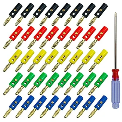 Image of FULARR QitinDasen 40Pcs Premium 4mm Banana Plug, Gold Plated Plug Connector, for Speaker, Audio/Video Receiver, Amplifiers and Sound Systems (5 Color)