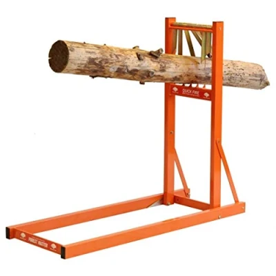 Image of Forest Master QSH Quickfire Rapid Sawhorse Log Holder for Chainsaw Efficient, Fast Loading with Ground Spikes Stable Woodcutting No Assembly Required, Holds Up to 4m Long Logs