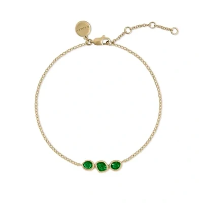 Image of RADLEY Womens 18ct Gold Plated Green Cubic Zirconia Stone Bar Adjustable Bracelet