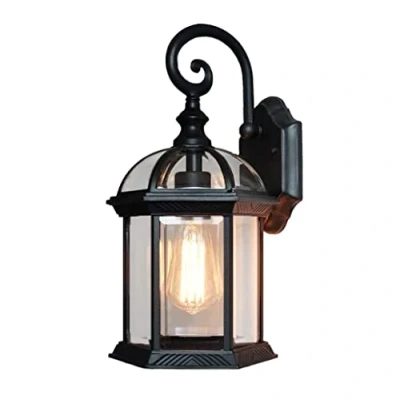 Image of SMSOM Outdoor Wall Lights, Light Fixtures Mount, Porch Matte Black Lantern Lamp, Waterproof Sconce, Outside Lighting for Garage, Front Door