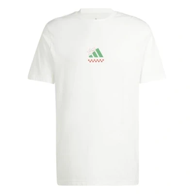 Image of adidas Men&#039;s Three Slice Life, Pizza Back Graphic Tee, Short Sleeve, Off White, 3XL