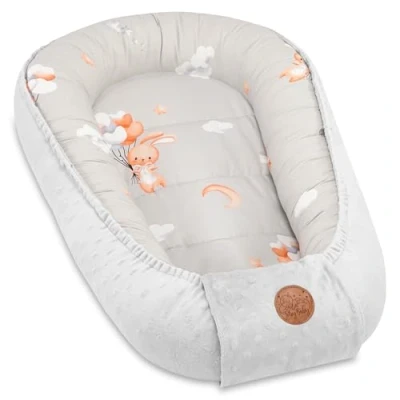 Image of Baby Nest for Newborns Minky Crib Versatile Portable Cuddle Accessory Warm Winter Cocoon Light Grey