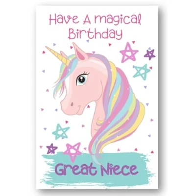 Image of Second Ave Great Niece Unicorn Children&#039;s Kids Birthday Card For Her Greetings