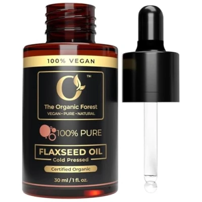 Image of 100% Pure Organic Flaxseed Oil Cold Pressed &amp; Unrefined Linseed Reduce Dandruff, Acne Hair fall Natural Skin Care Flax Seed Carrier for Aromatherapy