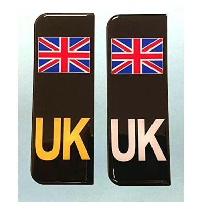 Image of Gelz Domed Union Jack Black UK Vehicle Number Plate Stickers