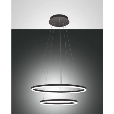 Image of Giotto LED Integrated Pendant Ceiling Light Black Glass