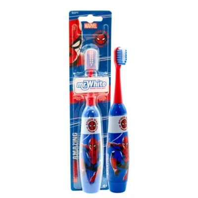 Image of Spiderman Battery Powered Toothbrush for Kids Soft Bristles, Vibrating Technology Superior Cleaning, Gentle on Teeth &amp; Gums, Easy Grip Handle, Includes 1 AA Battery, Suitable Ages 4+