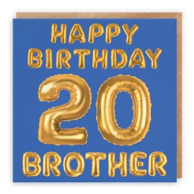 Image of Hunts England Brother 20th Birthday Card Happy 20 Balloon Collection Fun