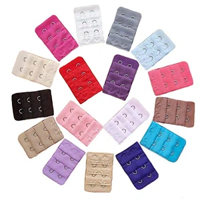Image of Boolavard 12 pcs Assorted Colors Women 2 Hook 3 Rows Spacing Bra Extender Strap