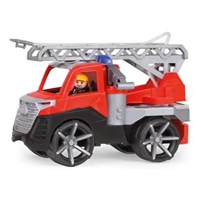 Image of Lena 04515DF Feuerwehr Leiterwagen TRUXX Brigade car, Engine Approx. 28 cm, fire Truck with Folding Ladder, Water Sprayer and Fully Articulated Figure, for Children from 2 Years, Toy Vehicle red
