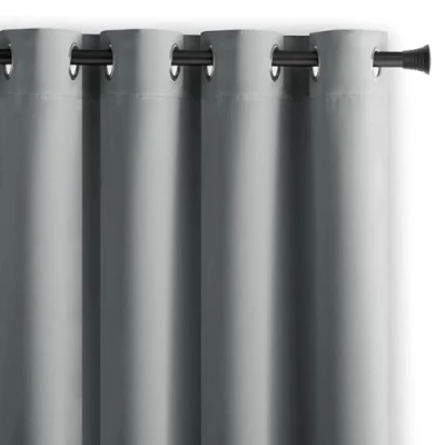 Image of AmeliaHome Blackout Curtain 140 x 245 cm Silver Eyelet Opaque Window Decoration Decorative