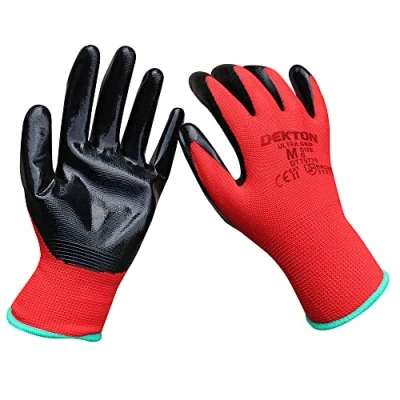 Image of DEKTON 8/M Ultra Grip Nitrile Coated Working Gloves Ultimate Protection for DIY &amp; Tradesmen Enhanced Safety with Material CE Cat 2 Certified EN388 Compliant