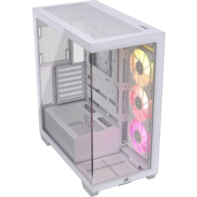 Image of CORSAIR iCUE LINK 3500X RGB Mid Tower ATX PC Case Panoramic Tempered Glass Reverse Connection Motherboard Compatible 3x RX120 Fans Included White