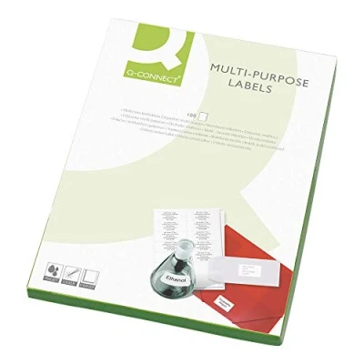 Image of Q Connect Multipurpose Labels 139x99mm 4 Per Sheet White (Pack of 400) 9670055