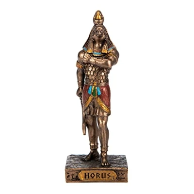 Image of BEAUTIFUL GREEK STATUES Horus Egyptian God Resin Figurines Hand Painted Bronze Miniature Statue 3.5 Inches